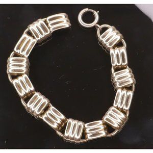 Vintage Signed Napier Gold Plated Sterling Ring Construction Link Bracelet
